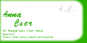 anna cser business card